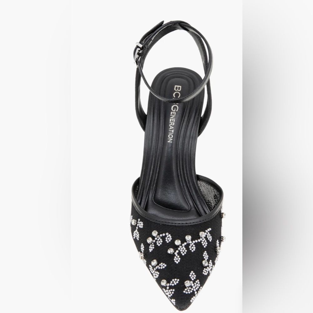 BCBGeneration Rhinestone
Embellished Pointed-Toe Ankle-Strap Heels sz 8 - Picture 3 of 10